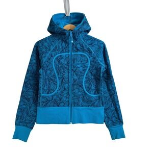 Lululemon Scuba Hoodie Full Zip Blue Swirl Pattern Graphic Jacket Womens Size 6
